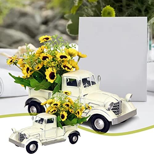 Decor Decor Mini bijeli metalik kamion sa cvijećem Tined ladicom Dekor Tined Redic Decor Vintage