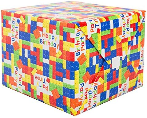 Jedinstveni građevinski blokovi rođendanski papir poklon omot, 30 x 5 ft, 1 kom, višebojni