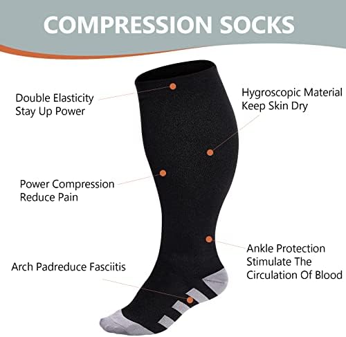 Čarape za kompresiju Abodhu Plus Veličina za žene i muškarce 15-25mmhg široke teleske koljena