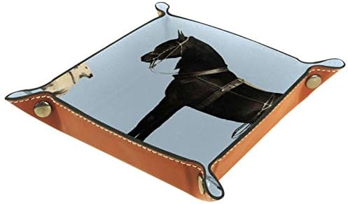 Lyetny Black Horse i bijeli pas Organizator ležišta Bedside Caddy Desktop ladica Promjena tipke Novčanik