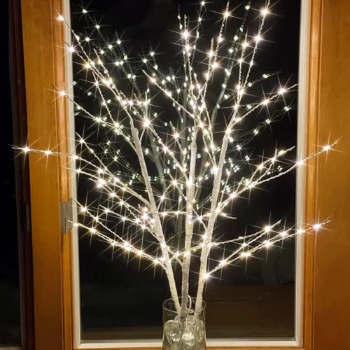Bexdir osvijetljena breza, 24-ručno 30000h Warm bijela breza s 180 breze svjetla, umjetna bijela breza sa