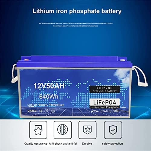 XGYUII 12V 50AH litijum-željezna fosfatna baterija, 2000+ Duboki ciklus punjivi baterijski paket, sa ugrađenim