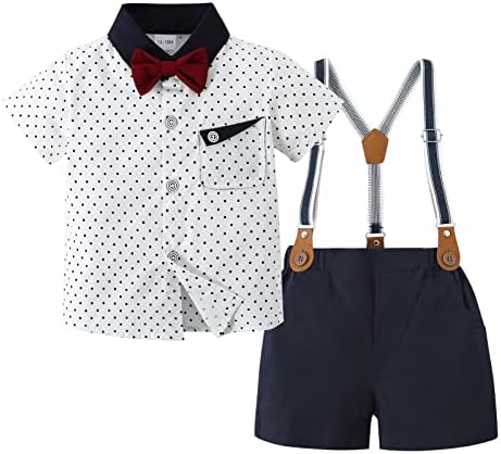 Caretoo Toddler Dječak Dječak odijelo za odjeću, kratka košulja za dječaka + suspender hlače Outfit
