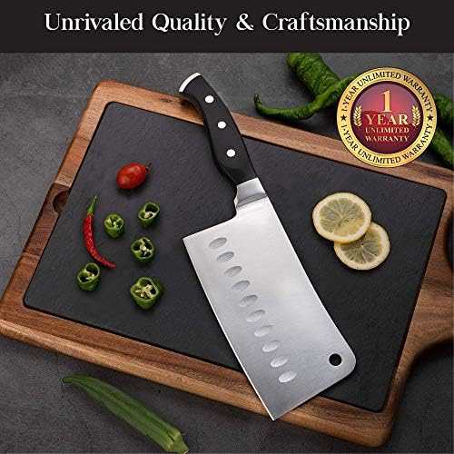Master Maison crveni kuhinjski nož Set sa drvenim nožem blok & amp; Bonus Cleaver | njemački noževi od nehrđajućeg