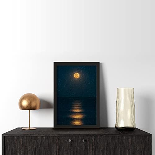 Ritwikas apstraktna zidna Umjetnost punog Mjeseca i njegovo svjetlo | slika s okvirom za uređenje doma i ureda