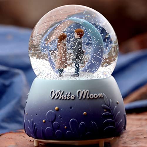 Slynnsw Creative Light lampice plutajuće snježne pahulje Bijela mjesečina Par Glass Crystal Ball Music Box