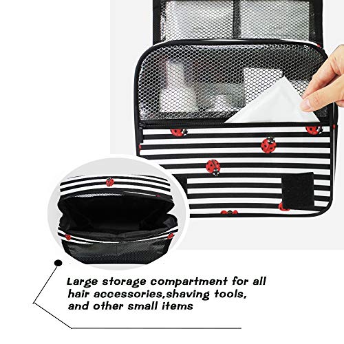 Alaza Slatka ladybug crne pruge Toaletna torba Viseća višenamjenska kozmetička futrola Portable Makeup torbica