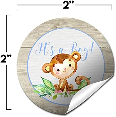 Vodenicolor Monkey Boy Baby Tuš Hvala naljepnici naljepnice, 40 2 Party Circle naljepnice od