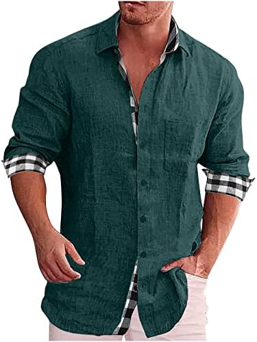 Košulje za muškarce Ležerne prilike i posteljina klasična patch patchwork patchwork patchwork ogrlica