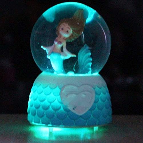 Xjjzs Mermaid Crystal Ball Music Box Pink Girl Moon Rainbow Dekoracija za glazbe