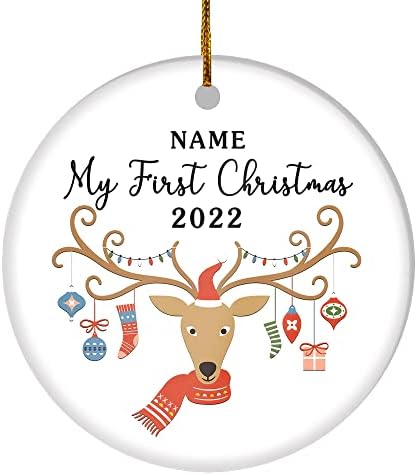 TeesNow personalizirani ukras za prvu Božićnu bebu prilagođeno ime djeteta slatka Jelena prva Božićna beba