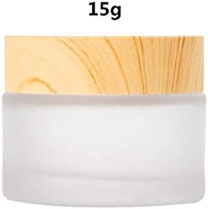Healthcom 10 paketi 15ml / 15g praznih uzorka Staklena staklena krema Staklo sa drvenim zrnatim poklopcem Kozmetički