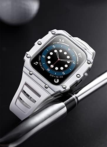 CNHKAU Carbon Fiber Futrola za Apple Watch Band Modifikacija 7 45mm 44mm 41mm Keramički okvir