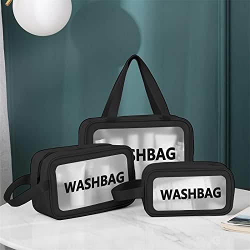 Unaone toaletna torba od 3 komada za žene i muškarce, mat prozirna torba za šminkanje kozmetička torba sa praktičnom