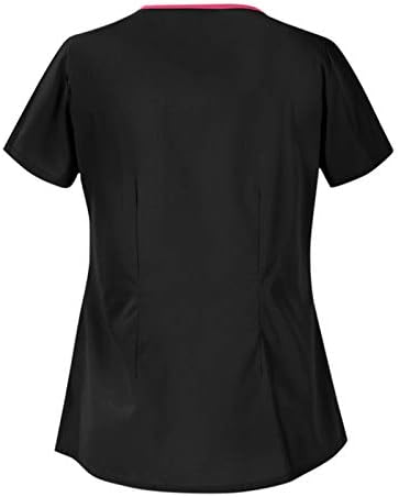 Vrhovi za žene vrat kratke rukave tunike majice radna odjeća sa džepovima 2023 modni Casual bluze