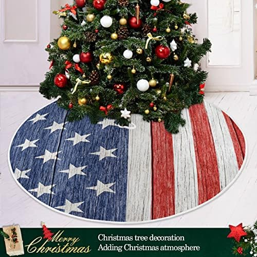 Alaza 4. jula Patriotsko stablo ukras suknje, sitni božićni suktni suknji 35,4 inča sa zvijezdama i prugama na