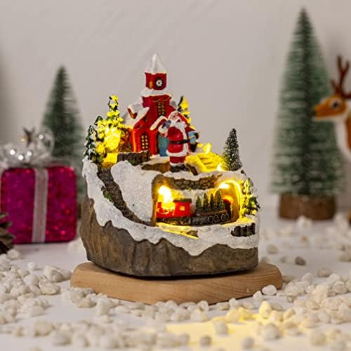 Gadpiparty Božićna sječena kuća sa glazbenom smolom Božićno selo Mini LED snežni kućni zgrada vile mini