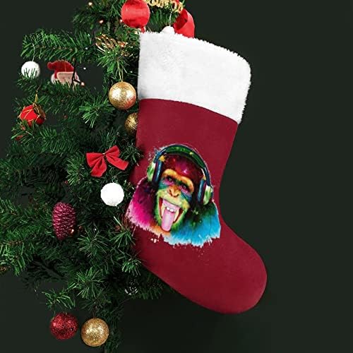 DJ Monkey personalizirali božićni čarapa Xmas kamin Porodični zabava Viseće ukrase