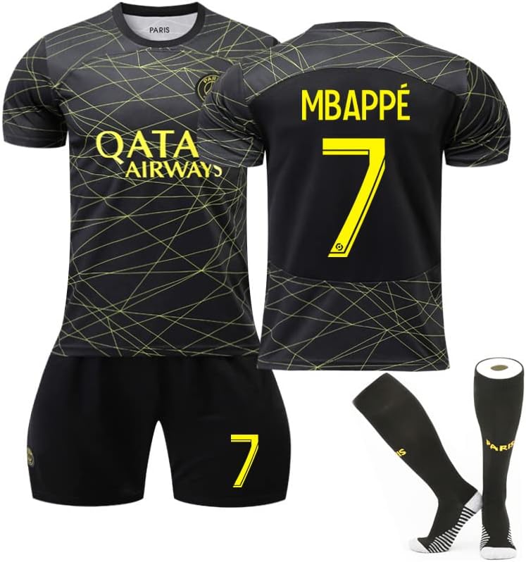 Soccer dres set PSG Domaćin Gost Mbappé Kids Youth Obllys Fudbalski dres Boy Man SportSpear s čarapama