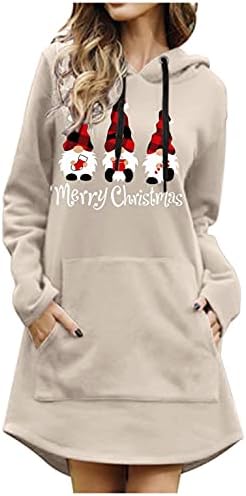 Iqka ženska dukserica haljine Božić Dugi rukav Hoodie haljina Božić sa kapuljačom pulover kratka