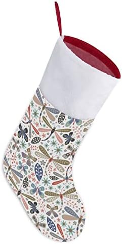 Psihodelic Dragonfly & Butterfly Crveni božićni praznici Čarape za kućne ukrase za Xmas Tree Kamin Viseće