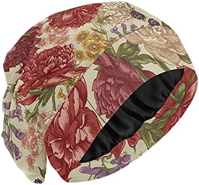 Kapa s lubanjem za spavanje Radni šešir Bonnet Beanies za žene cvjetna ruža božu cvijeće Vintage Spavaća kapa