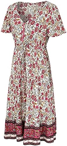 Géneric Ljetna haljina za žene 2023 V-izrez Ležerne remen dugi stil kratkog rukavske haljine s kratkim rukavima