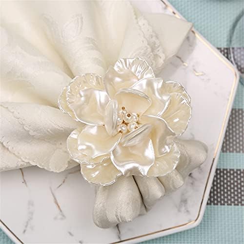 Ganfanren 10pcs Europski stil Kreativni bijeli cvijet Cinc Legura salveta kopča biserna cvjetna salveta