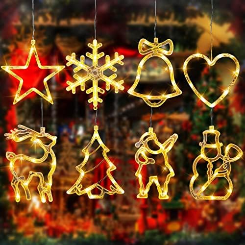 8 kom upaljene Božić prozor dekoracije zatvoreni božićno drvo i zvijezde svjetla Božić prozor svjetla