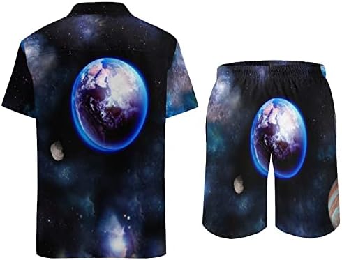 Weedkeycat Astrology Astronomion Muška odjeća za plažu 2 komada Havajska gumba dolje majica kratkih