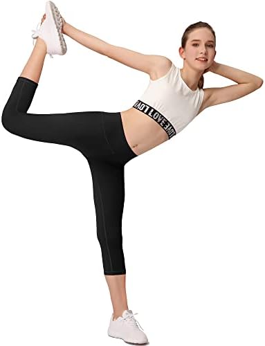 Mirity Girls Capri gamaše sa džepovima - 4 pakovanje atletski joga trčanje plesnih workout hlače za djecu