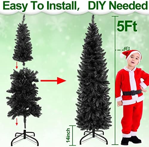 5 stopa umjetni Božić od crnog drveća-380 Tips podružnice PVC plamen-retardant debela olovka Božićni ukrasi