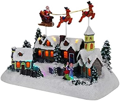 Animirani Santa & sob sanke Božić selo-Pre-lit muzički Božić selo-savršen dodatak na svoj Božić zatvoreni dekoracije