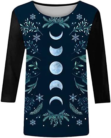 Miashui ženska košulja za trčanje ženska štampa Casual Fashion Crew dugme za Vrattri četvrtine rukava