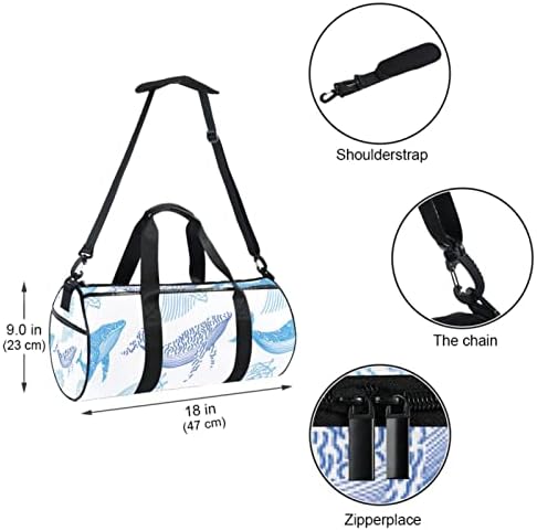 Mamacool morski uzorak sa kitovima i talasima torba za nošenje preko ramena platnena putna torba za