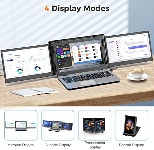 Flytocca 12laptop monitor Extender, prijenosni Monitor za Laptop, [2023] 1080p Full HD IPS laptop Extender