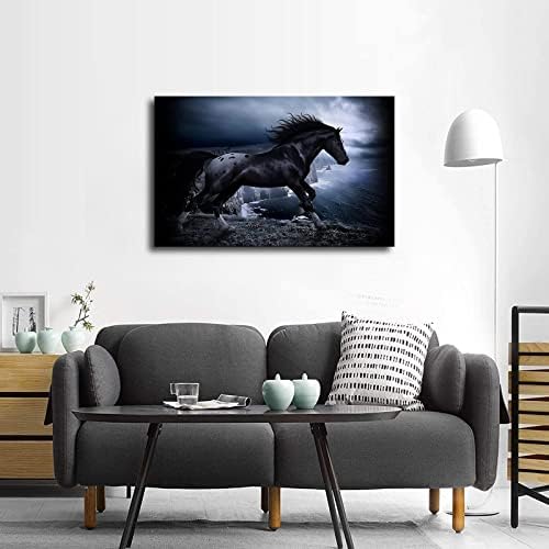 Zidna Umjetnost Dark Horse za spavaću sobu Cool izdanje životinja trčanje bez prirode na morskom