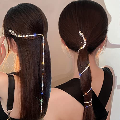 2 kom puni Rhinestone zmija lanci za kosu Sparkle Long Tassel Crystal traka za glavu Hair Accessories