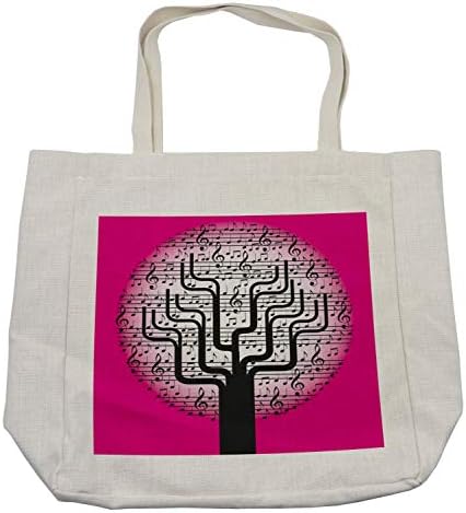 Ambesonne Music torba za kupovinu, muzičko drvo sa prirodom sa ilustracijom harmonijskog ritma, ekološka torba