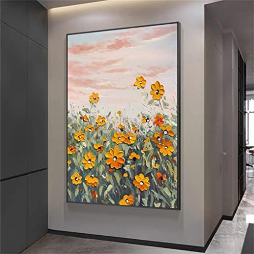 LIRUXUN Flower Sea Painting velika veličina ručno obojena uljana slika bez okvira platneni zidni dekor