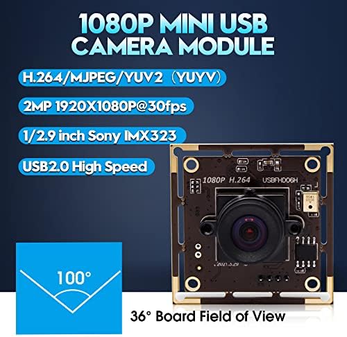 IFWATER 1080p USB modul kamere sa objektivom bez izobličenja od 100 stepeni,2MP mala USB kamera