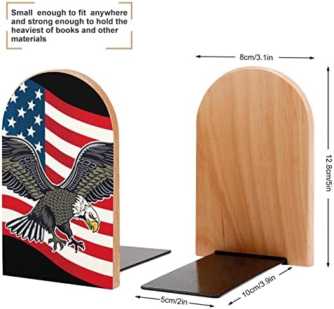 Bald American Eagle i američka zastava Drvo Bookends teške držače knjiga za police ukrasni krajevi knjiga
