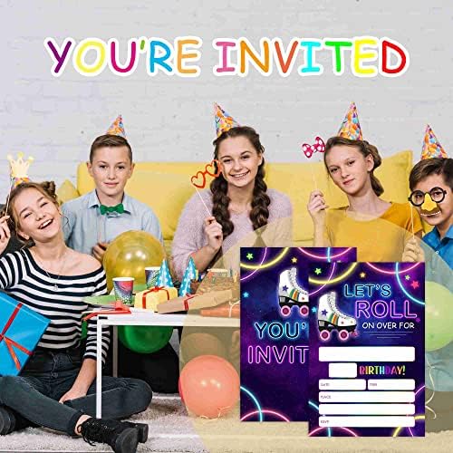 Wuawn 20 Rođendan rođendana s kovertama, Neon Rainbow Glow Fill - U rođendanskim pozivnicama