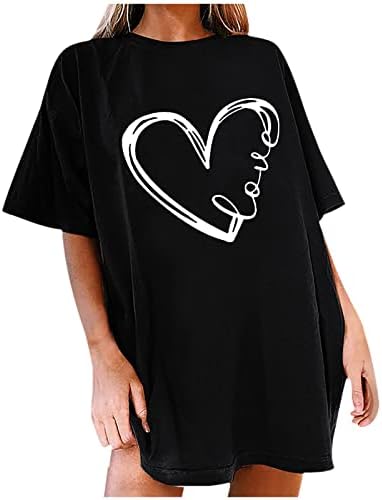 Žene kratki rukav Udobnost u boji Trendy Crewneck Grafička casual bluza Majica Jesen Summer Tee