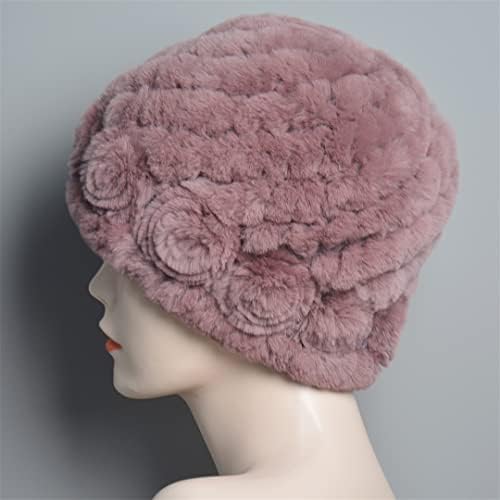 Zimske žene prirodne krznene kape dama toplo mekane pletene cvijeće prugaste krznene kape vanjske krznene