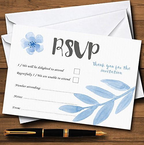 Akvarel suptilni puder baby blue personalizirani RSVP kartice