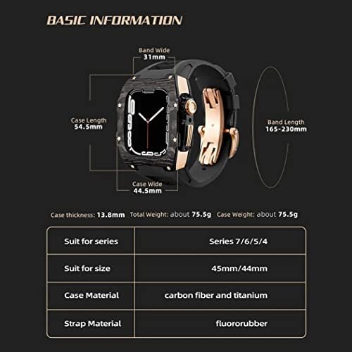 Kanuz Modifikacijski komplet za Apple Watch seriju 7 SE 6 5 4 mod Luksuzni metalni okvir IWATCH 45mm 44mm Gumeni