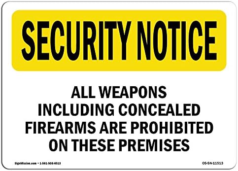 OSHA sigurnosna obavijest - prikriveno vatreno oružje zabranjeno | Decal vinyl etikete | Zaštitite