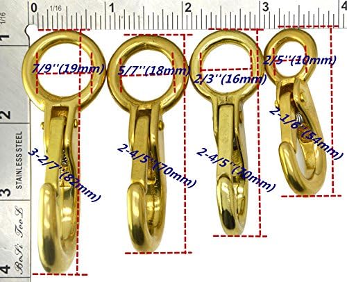 Okones Pack of 2pcs, 4/5 '' EYE, 3-2 / 7 '' Ukupna dužina, čvrsti mesingani ovalni prsten kopča koplja kandža