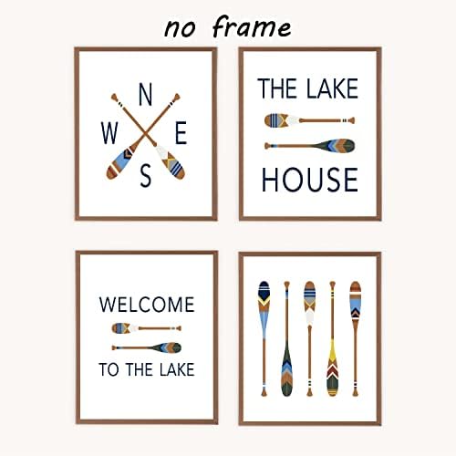 VNWEK Welcome to the Lake House wall art poster Prints Unframed 8x10 Set of 4, Lake tematski Lake House